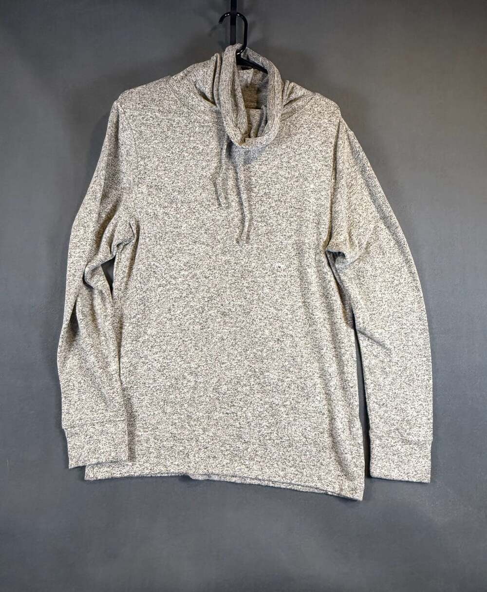 Express Gray Heathered Cowl Neck Drawstring Pullover Sweater Medium
